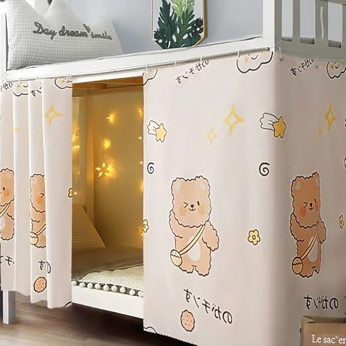 XHCTNN Bettvorhang Hochbett, Superweiche Verdunkelung Vorhang Hochbett, Hochbett Vorhang Bett FüR Home Schlafsaal, Filtert 85% des Lichts Aus(L,53-3pcs)