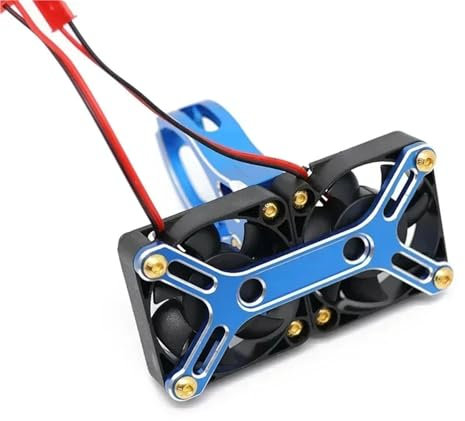 4985 1717 Brushless Motor Heat Sink Cooling Fan High Speed Dual Fan Heatsink for ARR-MA 1/5 1:5 RC Truck Accessories(Blau)