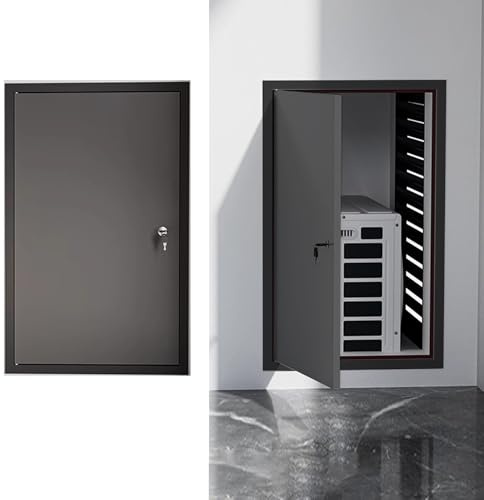 Puerta de Inspección Metal Puerta de Acceso con Cerradura, Fontanería Panel de Acceso para Tabiquería Seca, 40 50 60 70 80 90 100 cm Trampilla de Inspección de Pared Montaje Empotrado(Dark Gray,50x70c
