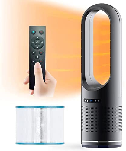 Ventilador de torre moderno de aire caliente y frío con filtro, ventilador de pie grande para el hogar sin aspas, calentador de 2000 W, 8 velocidades, temporizador de 8 horas, pant