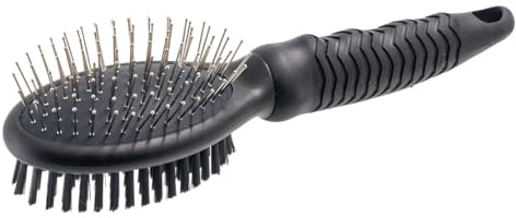 SOTNOS Double Sided Dog Brush for Grooming – Available in Small & Large – Black Bristle & Pin Brush for Short or Long Hair – Daily Coat Care Tool – Gentle Detangler – Single Pack for All Breeds_Small