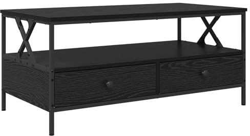 vidaXL Couchtisch Schwarze Eiche 100 x 51 x 45 cm Holzwerkstoff, Stylischer Wohnzimmertisch, rechteckig, mit praktischen Stauraum, modernes Holzdesign
