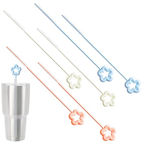 6er Set Strohhalm Reinigungsbürste, Silikon Flaschenbürsten, Extra Lange Strohhalm Bürste Für Cup, Flaschenbürste, Babyflaschen Reiniger