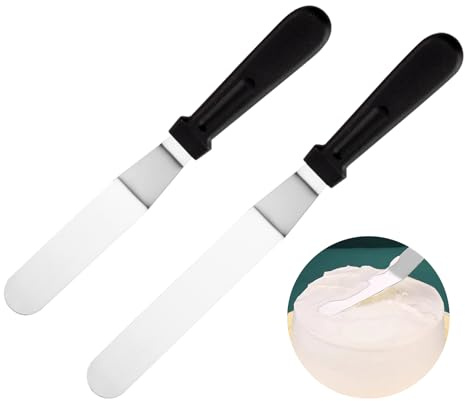 2 Pcs Cake Palette Knife Set, 6 & 8 Inch Offset Icing Spatulas, Stainless Steel Cake Decorating Spatulas with Ergonomic Handle for Frosting, Buttercream, Baking & Pastry