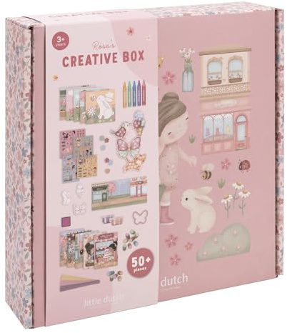 Little Dutch Bastelset/Kreativitätsbox XL - für Mädchen ab 3 Jahren - Kreativ Basteln Aufkleber Sticker - Rosa's Creative Box - Rosa & Friends