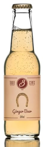 Three Cents Ginger Beer Premium Mixer – naturally sweetened, non-alcoholic soda with fermented ginger from India & carbonated natural spring water, 24 x 200ml Glass Bottles