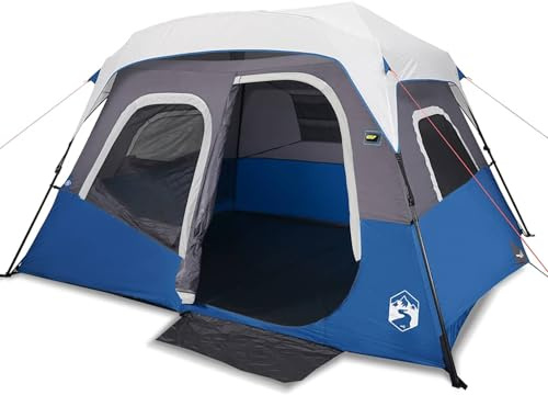 HOMELEN Familienzelt mit LED 6 Personen Hellblau Schnellaufbau-System 344x282x212cm LED-Beleuchtung Camping-Abenteuer