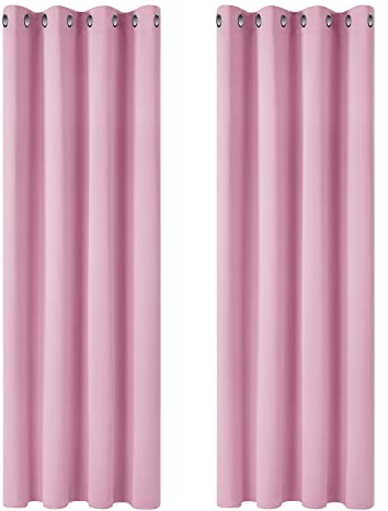 Deconovo Verdunkelungsvorhang Ösen Gardinen Wohnzimmer Vorhang Verdunkelung, 229x117cm(HöhexBreite), Rosa, 2er Set