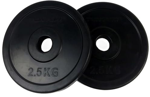 Tunturi Weight Hantelscheiben, Gummi, 2,5 kg, 2 Stück, Uni, Erwachsene, Schwarz, 1