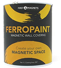 Pintura Magnética de Carbón de Carbón Ferropaint® Para Paredes, Dormitorio, Oficina, Cocina, Sala de Juegos, Aula, Bricolaje Y Renovación - 1 Litro - 5 Latas