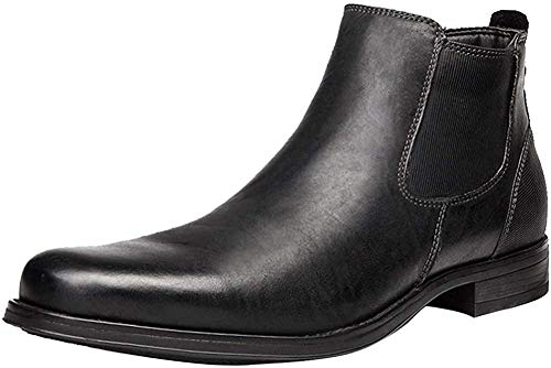 ANUFER Uomo Fresco Retro Vera Pelle Stivali Chelsea Caviglia Alta Scarpe da Sera Nero SN01905 EU43