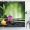 ABAKUHAUS Spa Duschvorhang, Orchid Bambusstämme, Stoffliches Gewebe Badezimmerdekorationsset mit Haken, 175 x 220 cm, Apfelgrün Purpurrot