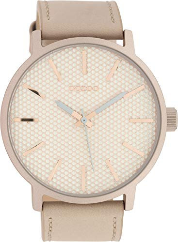 Oozoo Herrenuhr mit Lederband 48 MM Pinkgrau/Rose/Pinkgrau C10037