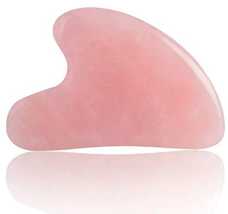 Real Jade Roller per il viso, rosa Gua Sha Set di rullo per il viso, 100% naturale di rosa quarzo giada massaggiatore per viso, occhi, collo, anti-età, dimagrante e rassodante (Gua Sha)