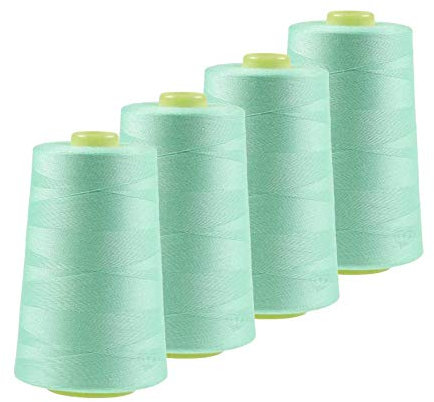 4 x 4572m Qualitäts Overlock-Garn Oeko-Tex Overlock-Nähgarn Farben 581 bis 620, Farbe:A605 eisgrün