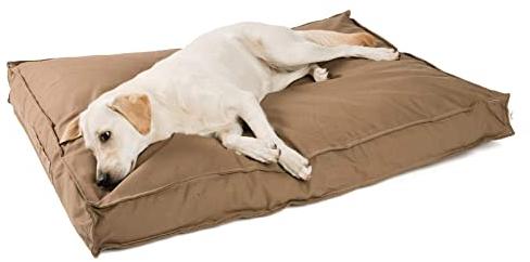 JAMAXX Premium Hundekissen - Orthopädisch Memory Schaumstoff-Flocken, Waschbar Abnehmbarer Bezug Wasserabweisend - Hundebett mit Canvas Stoffbezug PDB1007 (L) 120x90 Coffee-braun