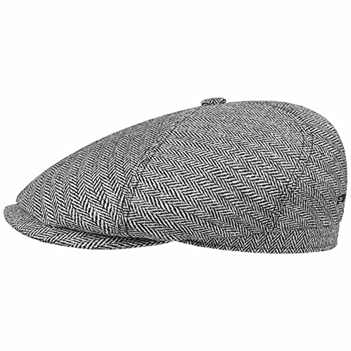 Stetson Milner Flatcap Herren Made in EU Hoher UV-Schutz Elegante Schiebermütze 100% Seide Baumwollfutter Sommer Winter schwarz-weiß 63 cm