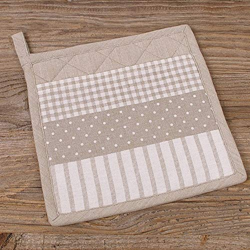 matches21 Schlupf Topflappen Untersetzer Landhaus Premium LINA Mustermix Patchwork Hitzeschutz Küche 20x20 cm 1 STK - beige