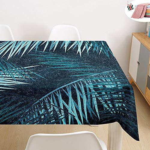 Tischdecke Outdoor Garten, Morbuy Tischtuch Abwaschbar Rechteckig Eckig Tischwäsche Wasserdicht Ölfest Pflegeleicht Tischdekoration - Blatt Pflanze Drucken (100x140cm,Dunkelgrün)
