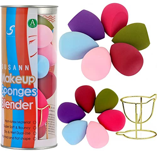 Makeup Sponge Blender Beauty Sponge Set 12pcs and Beauty Foundation Sponge Blender Holder 1PCS,Blending Sponges Cosmetic Puff Flawless for Cream, Liquid Foundation & Powder,Gift for Women