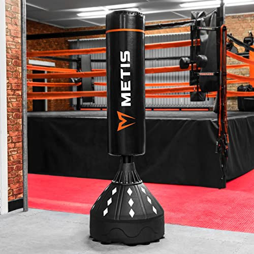 Forza Sac de Frappe Autoportant de 183 cm | Cuir Microfibre Durable et Résistant | Cibles de Frappe Numérotées pour la Boxe, Le Kick-Boxing et Le MMA (Noir/Blanc)