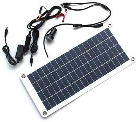 NKJH Car parts 15W Solar Battery Charger Solar Powered Battery Maintainer & Charger,Suitable for Automotive, Motorcycle, Boat, Marine, RV, (Color : Black)