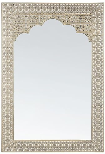 Beliani Miroir Mural de Style Oriental avec Cadre Retangulaire en Métal Doré Ajouré pour Salon, Entré ou Salle à Manger