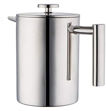 LIDS French Press Coffee Maker, Stainless Steel Heat Resistant Tea Cafetiere Kettle, Double Wall Coffee Press Pot Filter Coffee Maker Pot for Home Office (350ml)