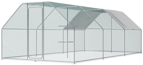Chicken Coop Large Metal Chicken House/Pen with Climbing Frame for 15-20 Chickens, Outdoor Walk-in Poultry Cage Flat Shape for Ducks, Rabbits, Dogs Etc, 236 x 117.6 x 78.7 - 2 Box Set