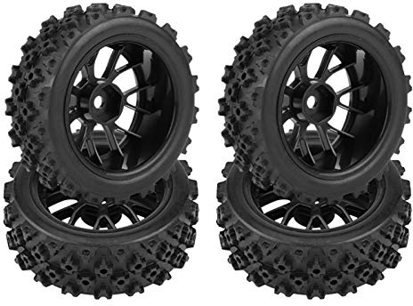 Ersatzreifen, 4pcs/Set Racing Offroad-Fahrzeugreifen Gummireifen Felge für Hsp Redcat Exceed Rc Traxxas Tamiya Hpi 1/10 Auto(Schwarz)