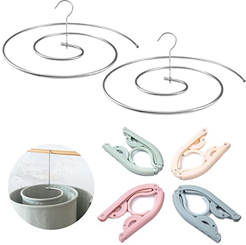 CandyAlley 2PCS Kleiderbügel Metall 4PCS Reisebügel Kleiderbügel für Reise, platzsparender multifunktionaler Spiral-Wäscheständer Hanger,Outdoor,Camping und Haushalt Aufhänger für Bettlaken, Bettdecke