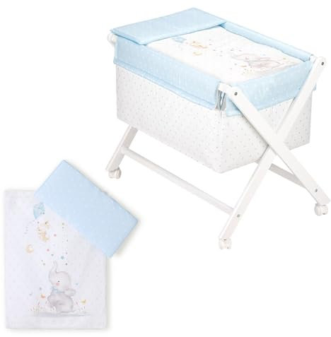 Babywiege Modell Elefante mit textil in blau