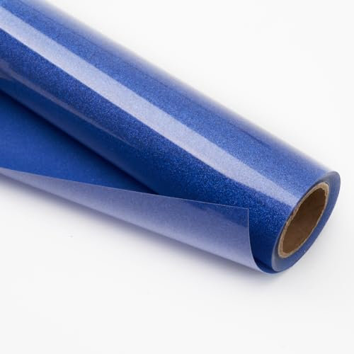 IRON-ON HTV Royal Blue Glitter Rolls 12 x 8ft Heat Transfer Iron on Vinyl for Shirts Desing