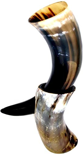 Vimal Nautical 1 tazza nera con corno vichingo, realizzata a mano, altezza 20,3 cm, motivo: eroi del Trono di Spade