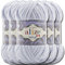 Hobby YARN Alize Velluto 5x 100g Türkische Strickwolle super Bulky Wolle zum Häkeln Uni Farbe Babywolle Flauschgarn Filzwolle Kuschelwolle (Grey | 416)