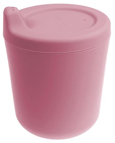 OLGS Silikon Becher Trinklernbecher für Kinder | Trinkbecher mit Deckel, Kinderbecher | Kindergeschirr, Babybecher, Silikonbecher für Baby und Kleinkinder Spülmaschinenfest BPA-frei 170ml (Power Rose)