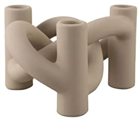 Cooee Design - Kerzenständer, Kerzenhalter - Lykke Three - Keramik - Farbe: Sand - 18 x 15 x 10 cm
