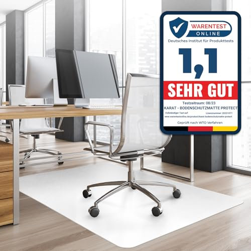 Bodenschutzmatte Bürostuhl, Schreibtischstuhl Unterlage transparent, Unterlage Schreibtisch Schutzmatte, Bodenschutzmatten für Bürostühle, 114 x 200 cm für Hartböden (Weiß)