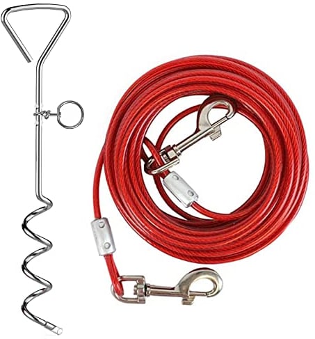 Dog Tie Out Cable and Stake, Heavy Duty Dog Tie Out Stake, Sturdy Dogs Lead Stakes, Camping Stakes for Outdoor Yard and Camping Puppy Pet and Medium Dogs