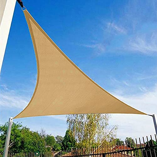 HAIKUS Toldo Vela Triangular 5x5x7,1 m, Vela de Sombra Triángula Rectángulo PES, Impermeable y Resistente al 95% Rayos UV para Exterior, Patio, Jardín, Terraza (Arena)