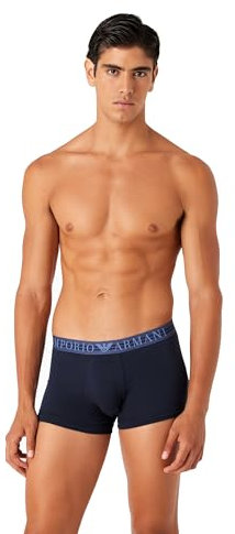 Emporio Armani Underwear Men's Men's 3-Pack Mixed Waistband Trunk Trunks, Oxford/Indigo/Marine,
