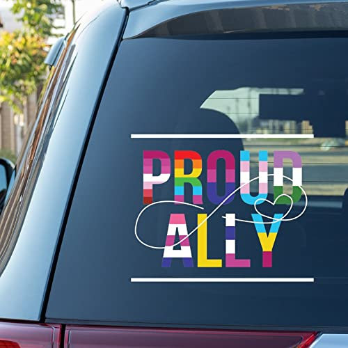 Auto-Fensteraufkleber Proud Ally Gay Lesbian Pansexual Transgender, LGBTQ, Gay Lesbian Pride, Fensteraufkleber, Regenbogenfarben, personalisierbar, Dekoration für Auto, LKW, Fenster, Wand