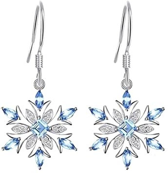 Silber hängende Ohrringe Für Frauen Weinlese Personlichkeit Tierkreis Schneeflocke-förmige Diamant Ohrringe Legierungs Ohrringe Ohrhänger Silberohrringe Kristalle Damen-Ohrringe Silber & Blau