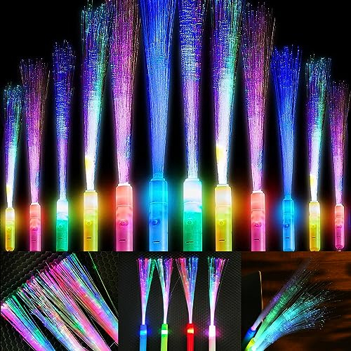 Newtic 12PCS Baton Lumineux LED, Multicolores Bâtons lumineux, 3 Modes Colorés Clignotants, Bâton Lumineux en Fibre de Verre pour Enfants Noël, Mariage, Anniversaire, Fête, Concert