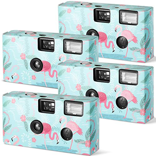 4 Pack Disposable Summer Cameras, 34 mm Single Use with Flash for Gathering, Wedding, Anniversary, Travel, Camp, Party Supply