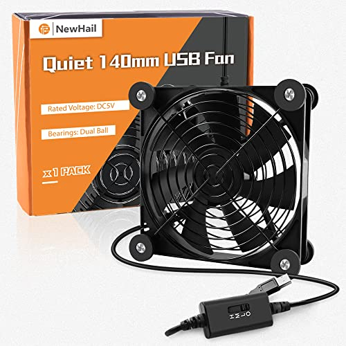 NewHail 1Pack 140mm Mini USB Fan Computer Fan Multi-speed Control, Reduction Heat for Router, Game Console, TV Box, Recipient, Modem, DVR, AV-cabin