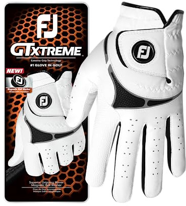 FootJoy Men's GTXtreme Golf Glove, White, Medium/Large, Worn on Left Hand