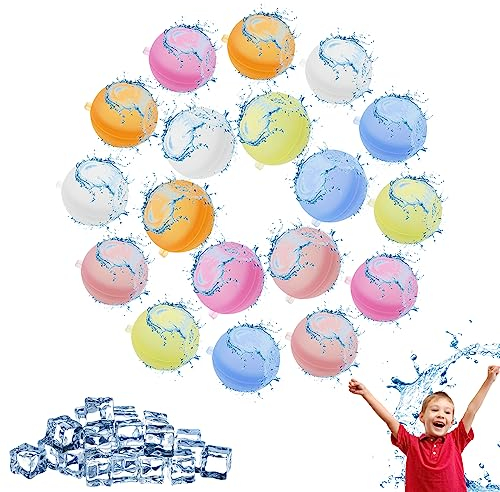 18 Stück Wiederverwendbare Wasserbomben,Schnellfüller Wasserbomben,Schnell befüllbare Silikon Spritzbälle,Wasserspielzeug Pool Spielzeug Strandspielzeug für Kinder Sommer Draussen Wasserspritzball