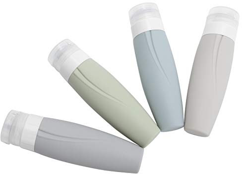 Empty Dispenser Bottle Silicone Refillable Container Shampoo Body Wash Travel Bottle Empty Liquid Bottle Portable Travel Bottles Set for Shower Gel, Skin Care Products (90ml)