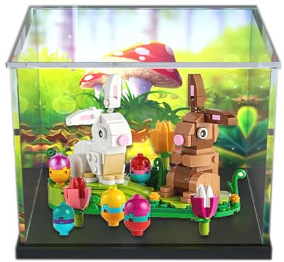 Acryl Vitrine für Lego Minifiguren Modell Osterhasen-Ausstellungs 40523 - Staubdichte Anti-UV Aufbewahrungsbox - Ideal für Sammler (Hintergrund A)